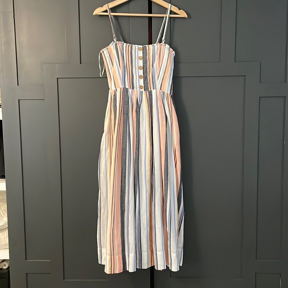 Free People Multicolor Striped Button-Front Maxi Dress
